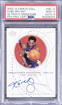 2002 Ultimate Collection Ultimate Signature #KB-S Kobe Bryant Signed Card - PSA MINT 9, PSA/DNA 9